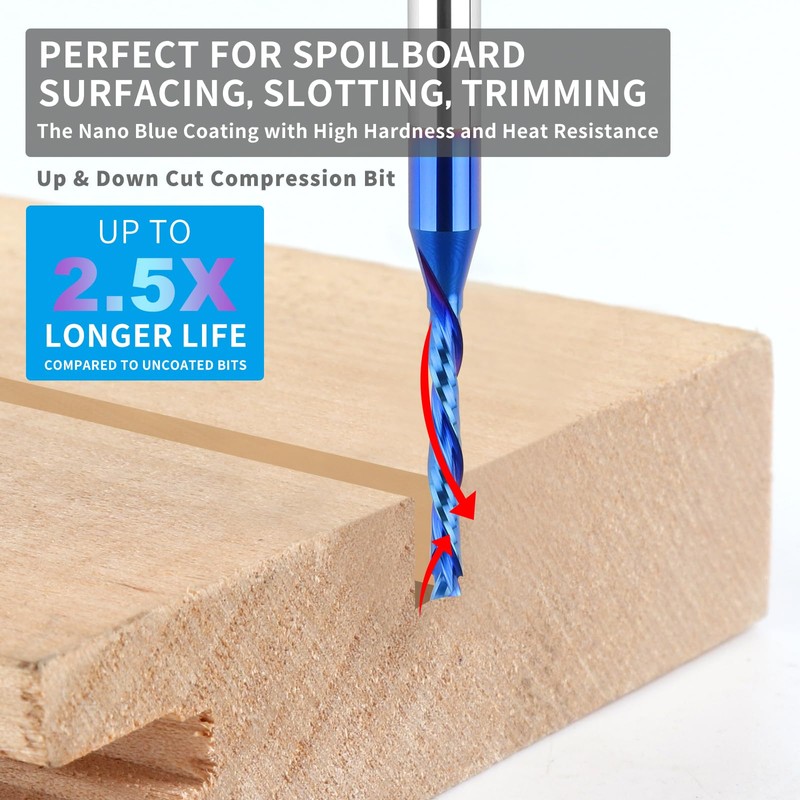 EANOSIC Extra Long 3 inch Spiral Router Bits Up Down