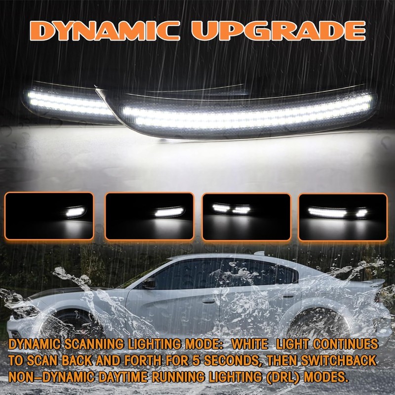Dynamic White LED Side Marker Light Compatible with Dodge Charger