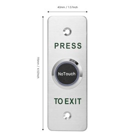 No-Touch Infrared Exit Button with Green LED, Indoor Stainless Steel Panel Access Control Switch, Featuring NC, COM, and NO Outputs – Perfect for Door Security and Convenience (SNT886-115X40 mm)