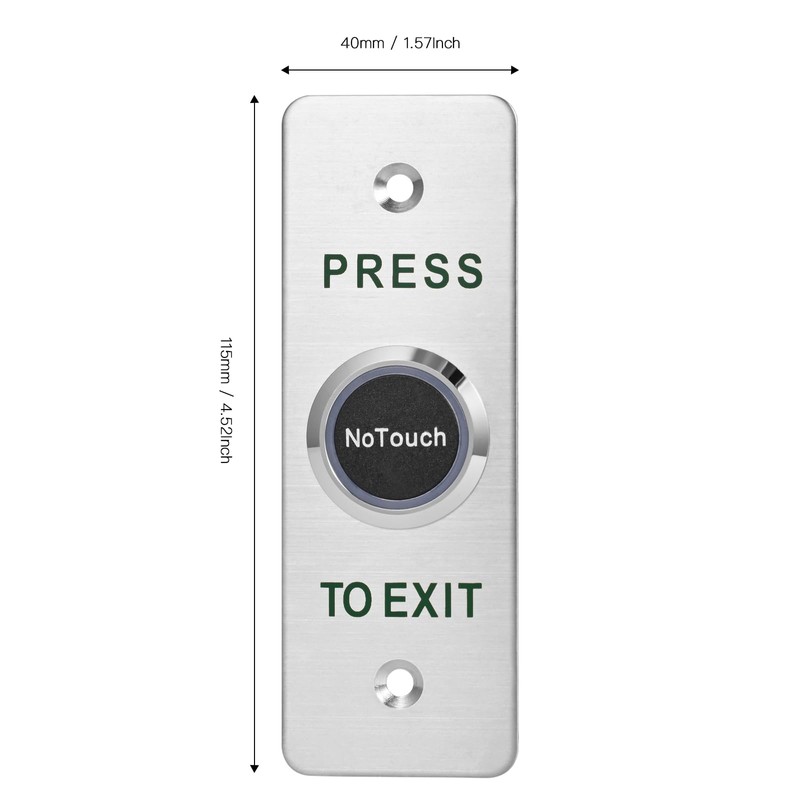No-Touch Infrared Exit Button with Green LED, Indoor Stainless Steel