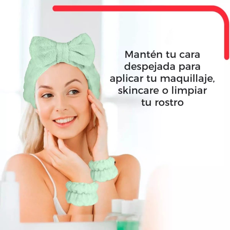 Universo en Linea Kit Diadema Y Muñequeras Skincare Maquillaje Mascarilla