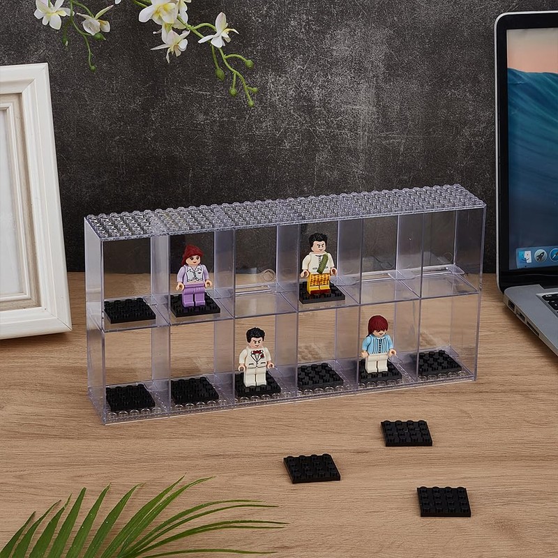FINGERINSPIRE 2-Tier Display Case with 12 Compartments for Mini Figures