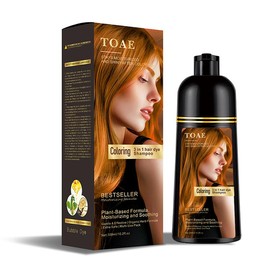300ml Toae 3-in-1 Hair Color Shampoo - Herbal Grey Fix | Instant Unisex Dye | 3-in-1 15-Minute Coloring - Up to 12 Weeks Duration | Safe, Simple & Ammonia-Free for Home Use:_Golden-brown  (300ml)