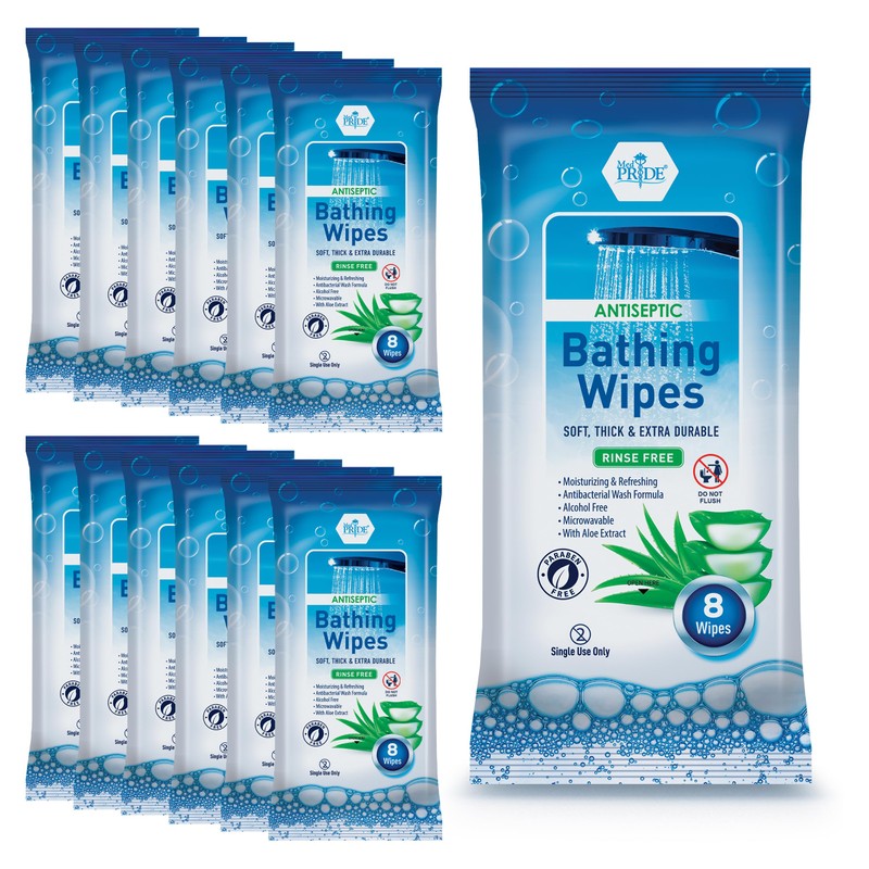 MED PRIDE Hospital Wipes for Bathing, Waterless Rinse Free Bath