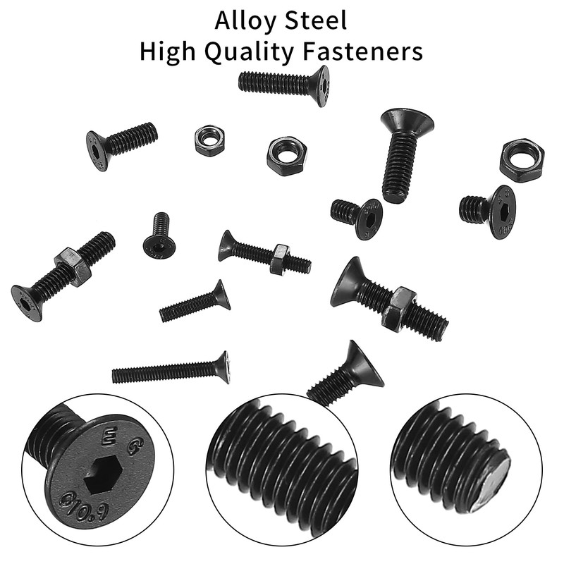480 Pcs Screws Bolts and Nuts Assorted Set, Black Hex
