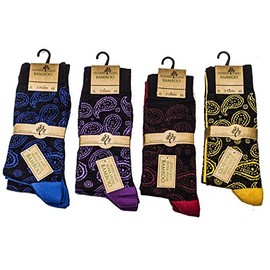12 PAIR PACK MENS BOYS BAMBOO WORK OFFICE EVERYDAY LUXURY SUPER SOFT TOP SOCKS (UK 7-11 EU 40-45, Paisley Assortment)