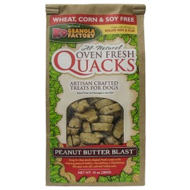 K9 Granola Factory Peanut Butter Blast Quacks Dog Treats, 10 Ounces, Wheat Corn and Soy-Free