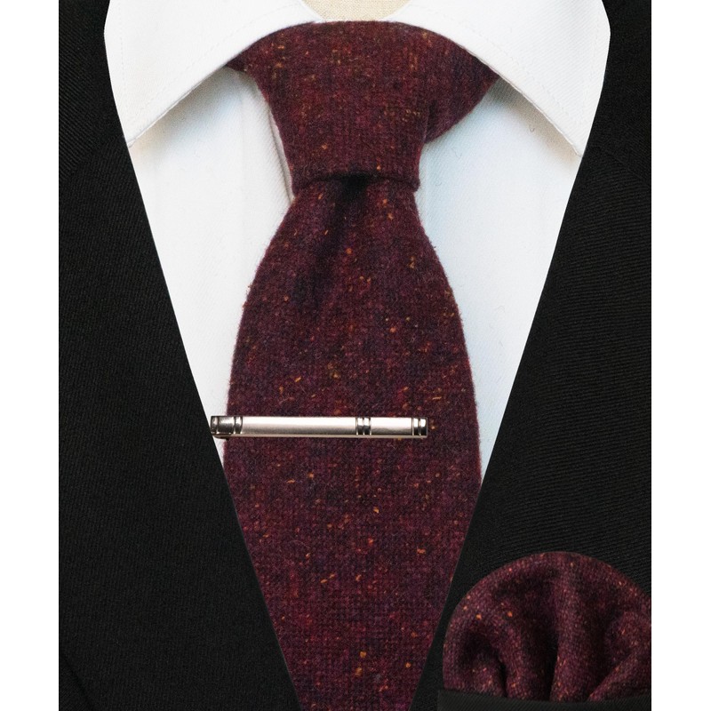 JEMYGINS Cashmere Wool Tie and Pocket Square Tie Clip Sets