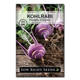Sow Right Seeds - Collection of Kohlrabi Seeds for Planting - Non-GMO Heirloom Packets with Instructions to Plant an Outdoor Home Vegetable Garden - 2 Varieties Include Purple & White Vienna Root Crop