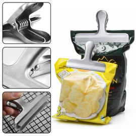 Pack of 4 Stainless Steel Bag Clips for Coffee Bread Bags 12 cm 7 cm Locking Clips for Home Kitchen School Office