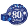 16Pcs Navy Blue 80th Birthday Paper Plates 9inch for Party