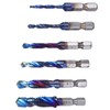 6pcs Spiral Tap Drill Bit Set Blue Plating Coating Hex