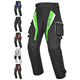 BYKR Motorcycle Pants for Men & Women Armored Cordura Overpants Enduro ATV Dual Sports Motocross Cargo Touring Adventure Pant (40WX34L, Fluorescent Green)