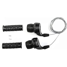 MEGHNA 1Pair 18 Speed Bicycle Shifter Twist Shifter Lever 3x6 Speed Grip Shift Mountain Bike Folding Bike Gear Grip Shift with Grips