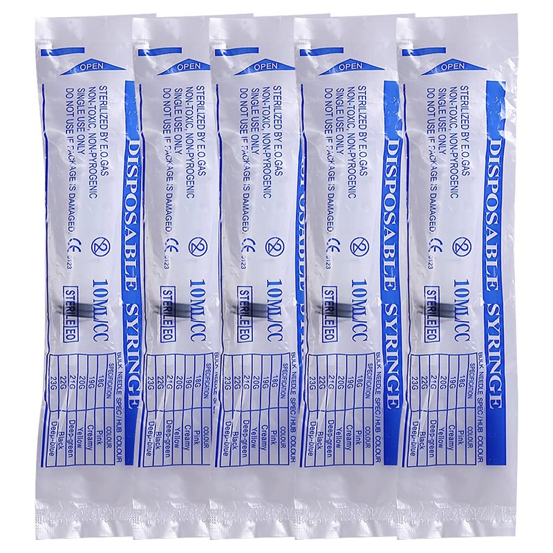 5 Pack 10mL Syringes, 10cc Syringe with tsp & mL