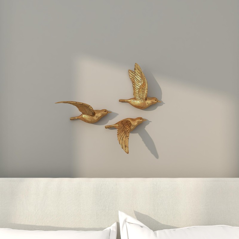 Deco 79 Polystone Bird Home Wall Decor Metallic 3D Sculpted