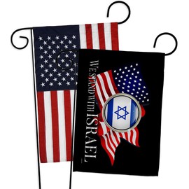 Israel Flag We Stand with Israel US American Flags Pack Tapestry Wall Room Outdoor Poster Bandera de Israeli Campsite Home Banner Indoor Cemetery Grave Yard Sign Door, Jewish Decorations Made in USA