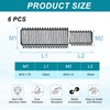 PATIKIL M10x15 to M12x15 Double End Threaded Stud Screw Bolt,