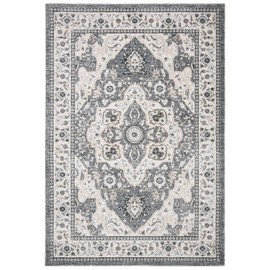 SAFAVIEH Isabella Collection ISA936F Oriental Non-Shedding Living Room Bedroom Accent Area Rug, 4' x 6', Grey / Cream