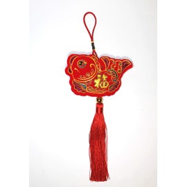 Lucore 3 Inch Glitter & Sparkle Red Lucky Fish Charm Hanging Ornament - Chinese Good Fortune Feng Shui Home Decor Decoration Accent