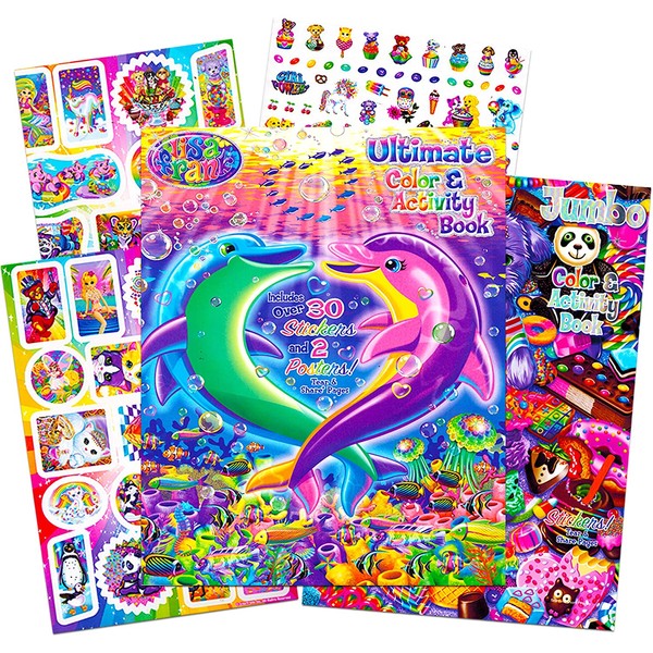 Lisa Frank Stickers and Coloring Book Super Set (Bundle Includes 2 Books - Over 30 Stickers, 2 Posters and 100 Pages of Coloring Fun Featuring Lisa Frank)