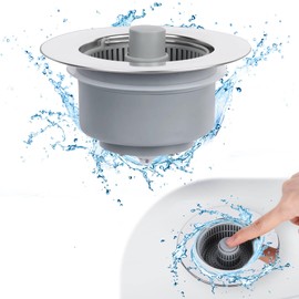 Minicoco Kitchen Sink Plug 3 in 1 Kitchen Sink Strainer and Stopper Combo Pop Up Sink Strainer Plug Stainless Steel Sink Plug Replacement for Prevent Odors