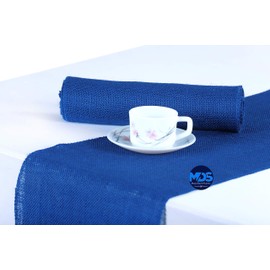 MDS 12 PCS 100% Natural Burlap Table Runner 12 x 108 Inch, Rustic Farmhouse Jute Country Vintage Boho Jute Burlap Roll for Wedding and Home Décor & Outdoor Tables - Royal Blue