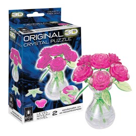 BePuzzled | Roses in Vase Original 3D Crystal Puzzle, Ages 12 and Up, Pink