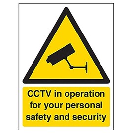 V Safety Security Notice, CCTV In Operation For Your Own Personal Safety And Security Sign - 150mm x 200mm - 1mm Rigid Plastic
