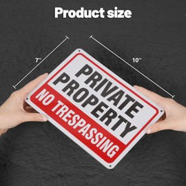 No Trespassing Signs Private Property - 10 x 7 Inch Metal Sign, Rust-Free Aluminum No Trespassing Sign, Reflective & Weatherproof for Outdoor Use, 4 Pack
