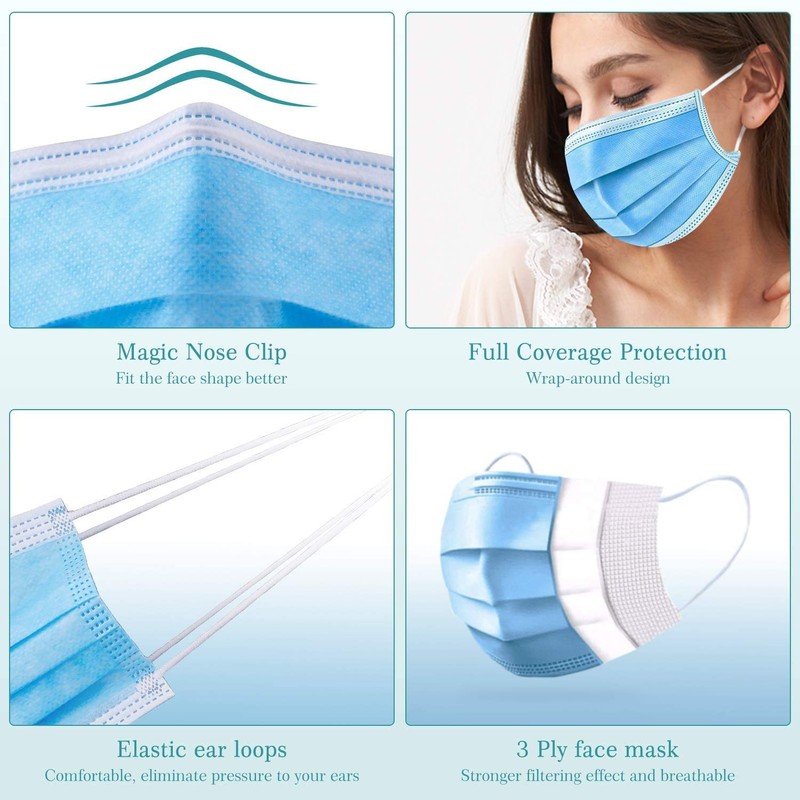 100 PCS -3-Layer Protective Disposable Face Masks, Breathable Face Mask,High