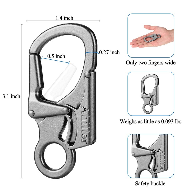 Carabiner Keychain Clips, Durable Spring-Loaded Gate, Alloy D Ring Carabiners,