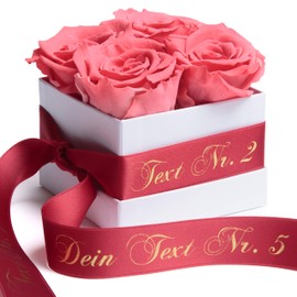 ROSEMARIE SCHULZ Heidelberg Rose Box with Infinity Roses and Personal Dedication - Preserved Durable Flowers Valentine's Day for Women (Special Text, Coral Red)