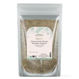 Starwest Botanicals Organic Chamomile Flower Powder - Dried Loose Leaf Herb for Tea, Herbal Lotions, & Baking, Sourced from Egypt, Certified Kosher, Non-GMO - 4 oz Pouch