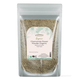 Starwest Botanicals Organic Chamomile Flower Powder - Dried Loose Leaf Herb for Tea, Herbal Lotions, & Baking, Sourced from Egypt, Certified Kosher, Non-GMO - 4 oz Pouch