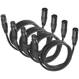 DMX Cable 3 m, 10 ft XLR Cable for Stage Light or Microphone, DMX Cable 3-Pin with Male to Female Connector, Pack of 4