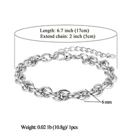 14K Gold/Silver 316L Waterproof Stainless Steel Bracelet for Men, Cuban Chain, W: 8/9/6 mm, L: 6.7 "+2, Hypoallergenic Jewellery, Birthday Gifts, Friends, Stainless Steel, No gemstone