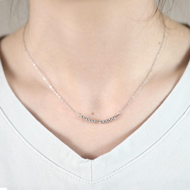 Helonley Morse Code Necklace: 925 Sterling Silver Let Them Necklace