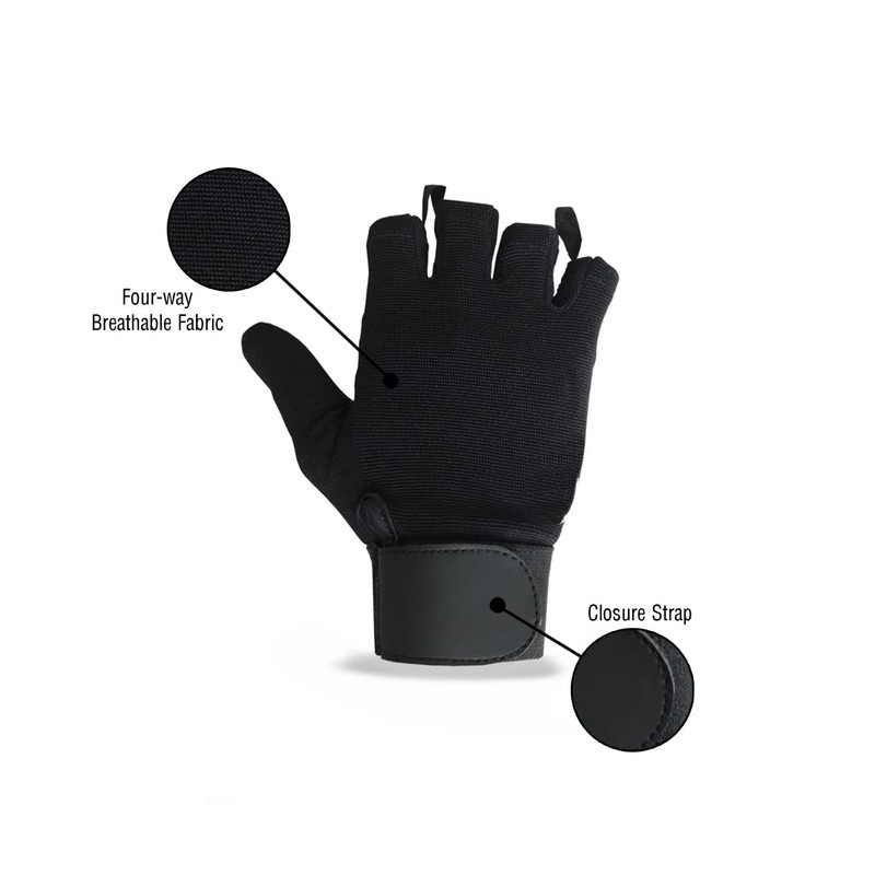 Leather Palm Wheelchair Gloves, Half Fingers with Full Thumb Disability,