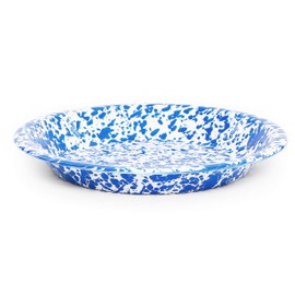 Crow Canyon Home Enamelware Pie Plate, 10 inch, Blue/White Splatter