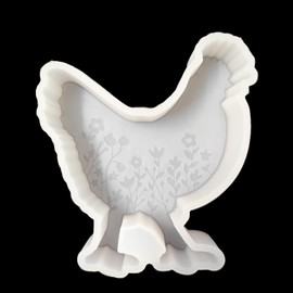 【300+ Design Optional】 Fuehbur Chicken with Flowers Car Freshie Resin Silicone Mold Aroma Bead Animal Candle Soap Mould, Oven Safe
