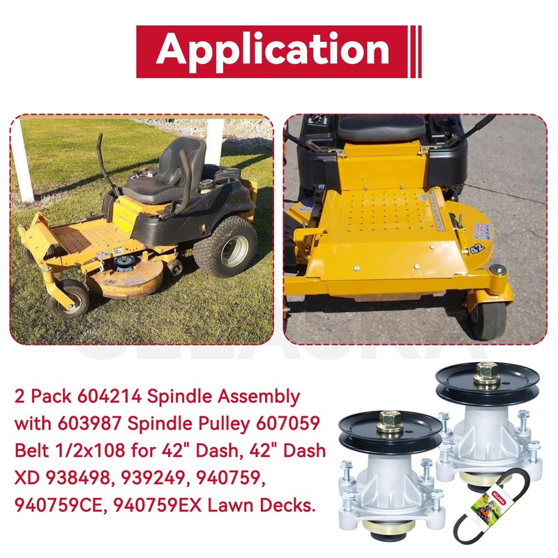 GELASKA 2 Pack 604214 Spindle Assembly with 603987 Spindle Pulley