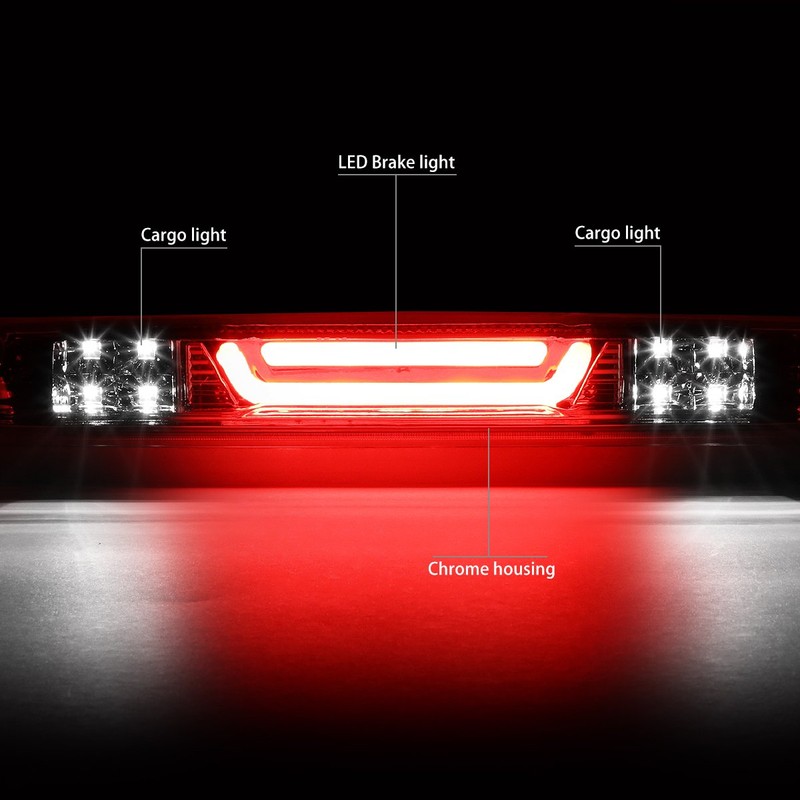 DNA Motoring 3BL-GMC07-3D-LED-CH 3D LED Bar Chrome Clear Third Brake