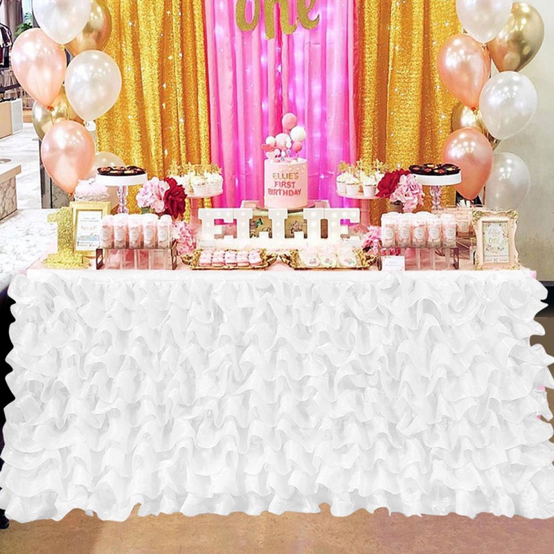 Elegant Comfortable Dessert Table Skirt Cloth Decor for Wedding Party
