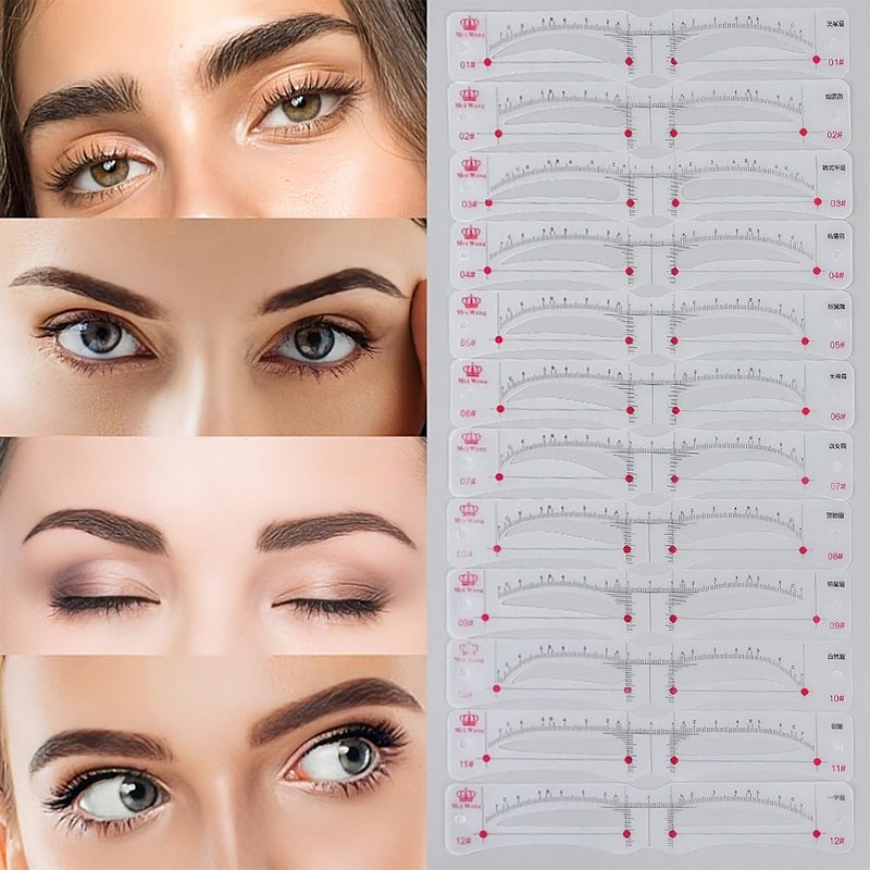 YINKE Eyebrow Template for Women, Set of 12, Eyebrow Stencils,