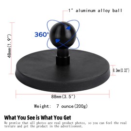 88mm(3.5") Diameter Round Magnet Mount Base with 25mm(1 inch) Ball,Compatible with RAM Mounts B Size Double Socket Arm and Other 1" Ball Bike Motorcycle Phone or GoPro Mount Holder
