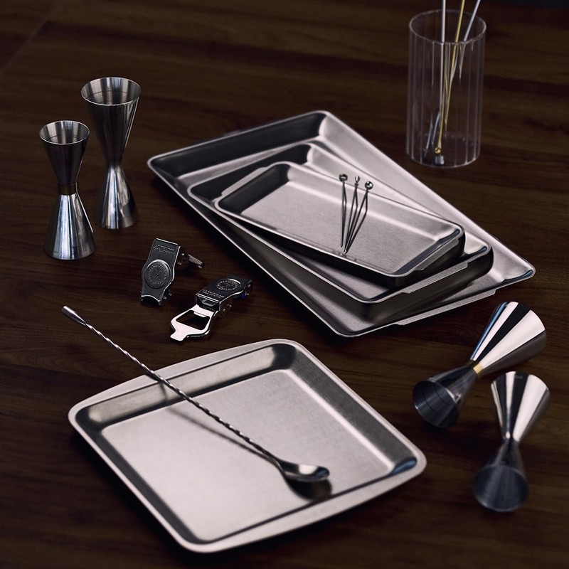 Wagensteiger SUS304 Stainless Steel Serving Platters, Rectangle Metal Dinner Plates
