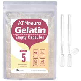 ATNreuro Empty Gelatine Capsules Size 5-Clear Empty Capsules 100 Count, Fillable Pill Very Small Gel Caps DIY Gelatine Capsule 5