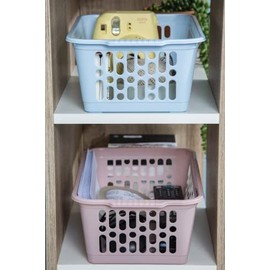 6-Pack Plastic Handy Basket - Blush Pink | Classroom Storage Baskets for Shelves | Clothes Storage Boxes, Plastic Storage Basket | Small Bathroom Baskets for Storage | Pastel Colour Desktop Organiser