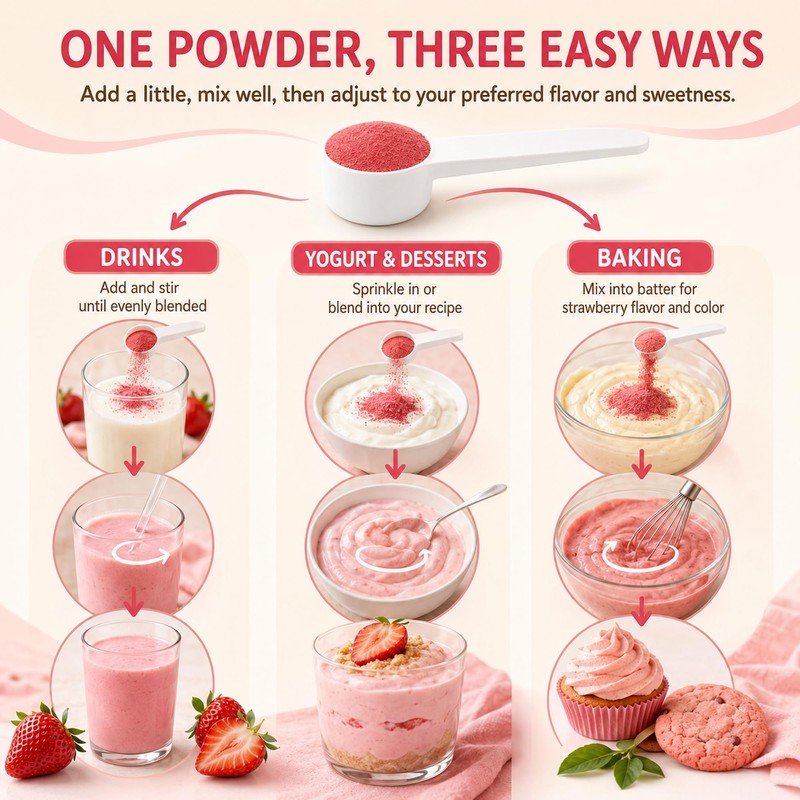 Sturelehub Organic Freeze Dried Strawberry Powder 8oz Fresh Taste in